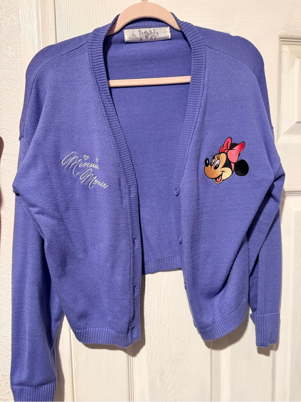 Disney Minnie Mouse Lavender Embroidered Cardigan
